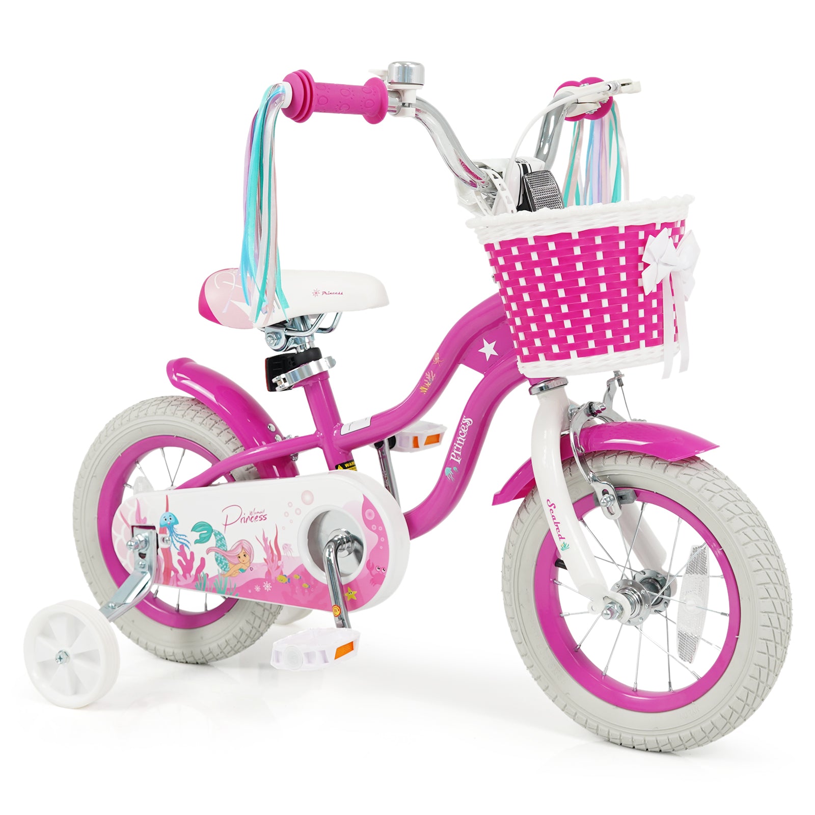 12-Inch Kids Bike, Adjustable, With Basket, Streamers, Rose Red Kids Bike at Gallery Canada