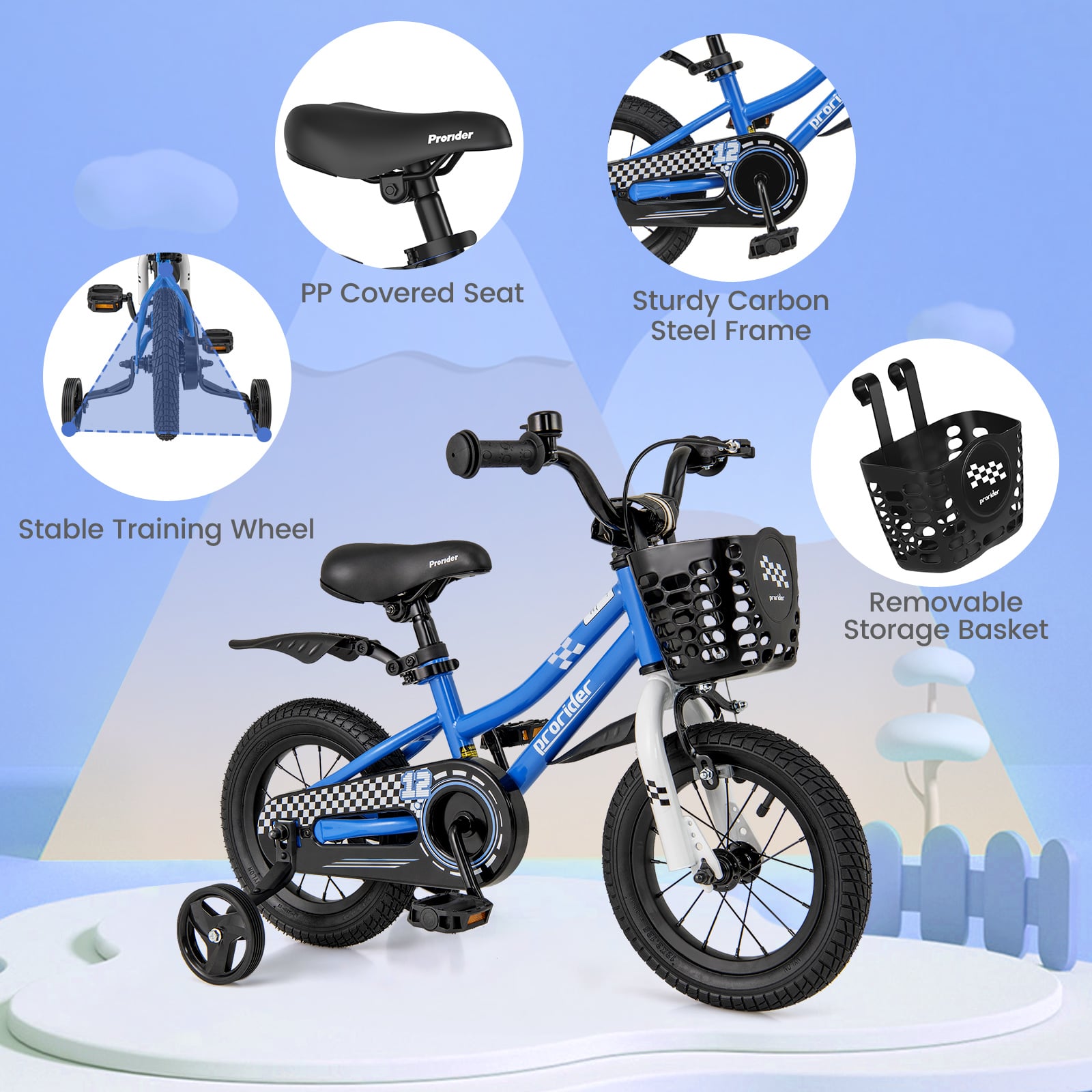 12 Inch Kids Bike With Training Wheels, 3-4 Years Old, Navy Kids Bike at Gallery Canada