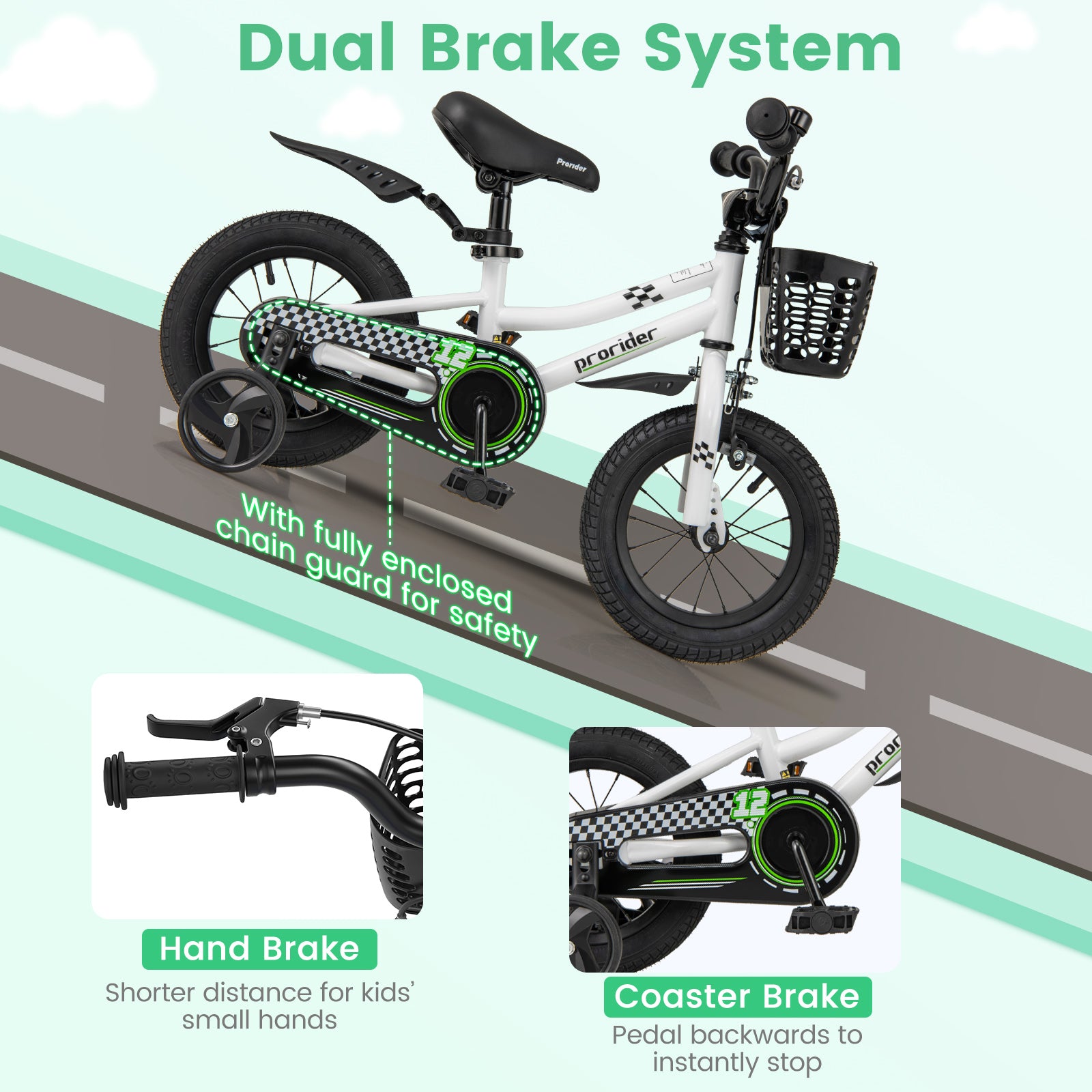12 Inch Kids Bike With Training Wheels, For 3-4 Years Old, White Kids Bike at Gallery Canada