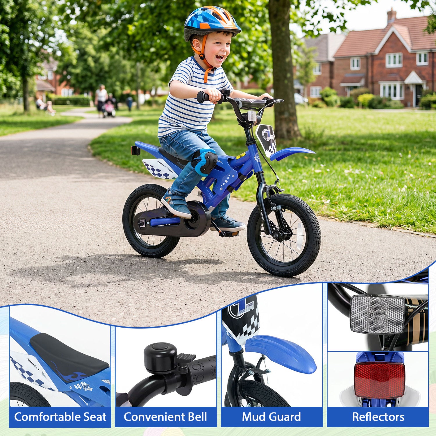 12 Inch Kids Bike, Motorcycle Inspired, Ages 3-4, Blue Kids Bike at Gallery Canada