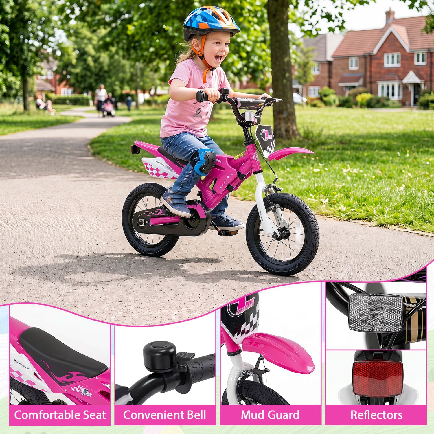 12 Inch Kids Bike Motorcycle-Style for Ages 3-4, Pink Kids Bike at Gallery Canada