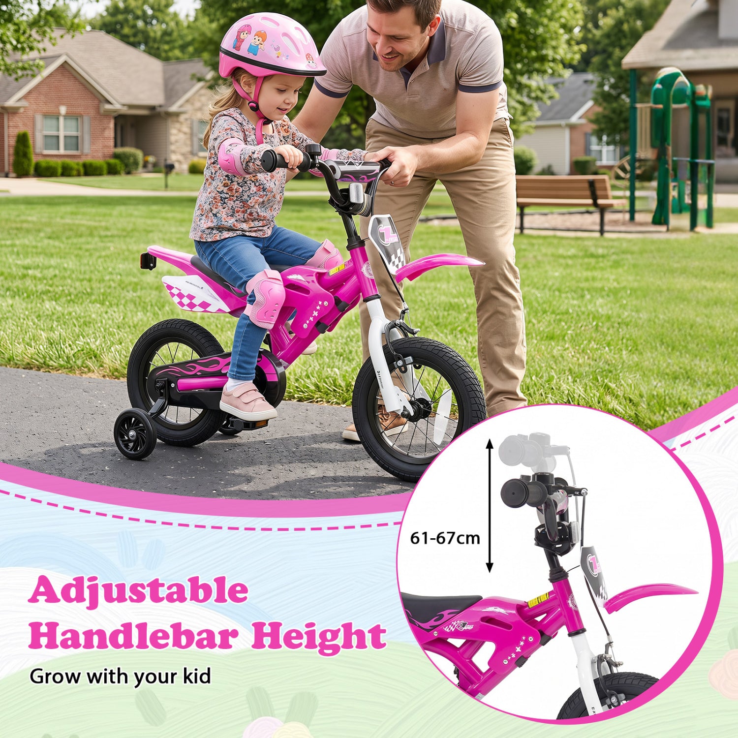 12 Inch Kids Bike Motorcycle-Style for Ages 3-4, Pink Kids Bike at Gallery Canada