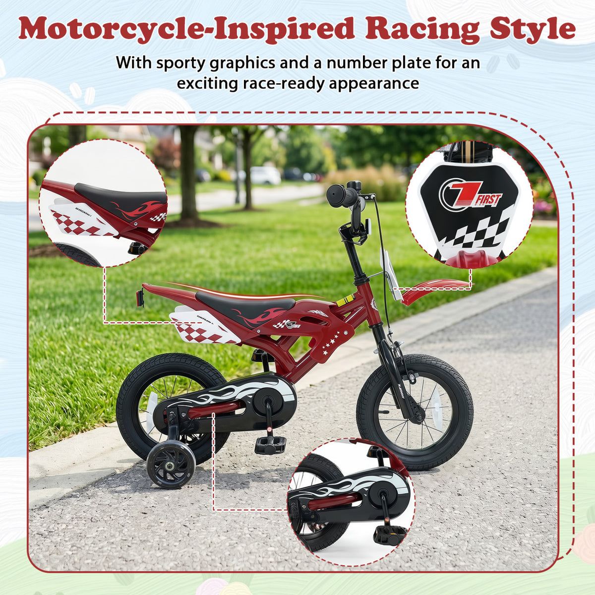 12 Inch Kids Bike Motorcycle-Inspired for Boy Girl Ages 3-4 Years, Red Kids Bike at Gallery Canada