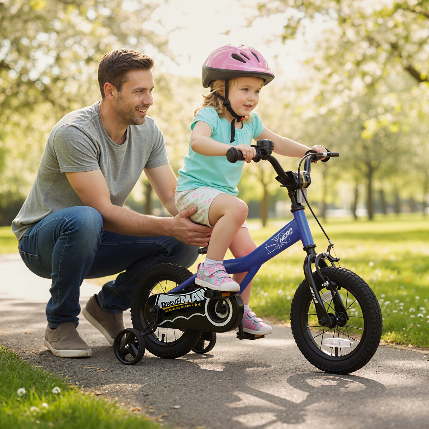 12-Inch Kids Bike, Removable Training Wheels, Navy Kids Bike at Gallery Canada