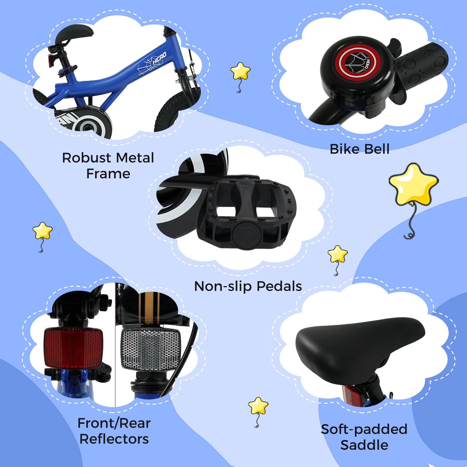 12-Inch Kids Bike, Removable Training Wheels, Navy Kids Bike at Gallery Canada