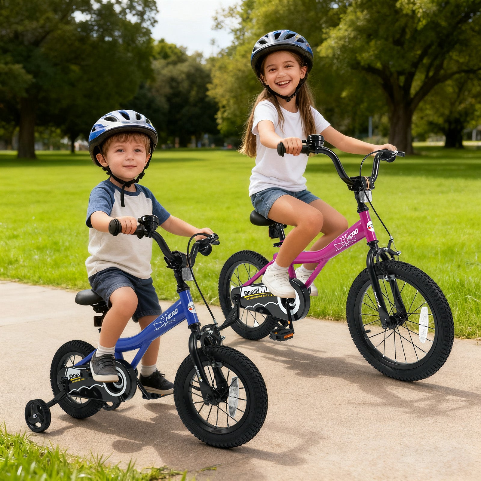 12-Inch Kids Bike With Removable Training Wheels, Brave Hero, Pink Scooters at Gallery Canada