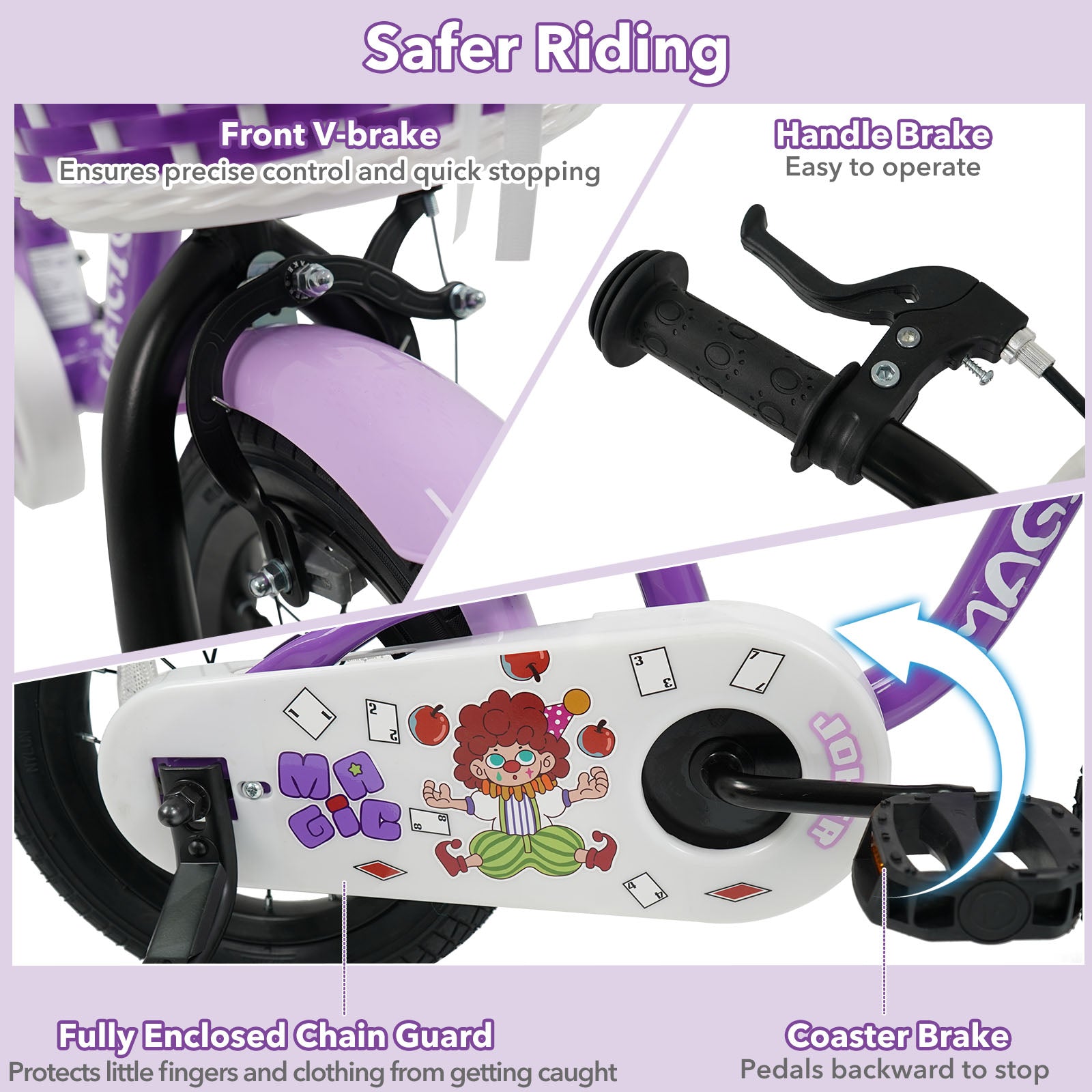 12 Inch Kids Bike with Training Wheels for Aged 3-4 Years Old - Magic Purple, Purple Kids Bike at Gallery Canada