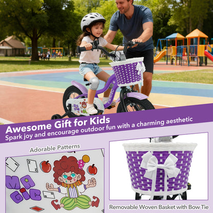 12 Inch Kids Bike with Training Wheels for Aged 3-4 Years Old - Magic Purple, Purple Kids Bike at Gallery Canada