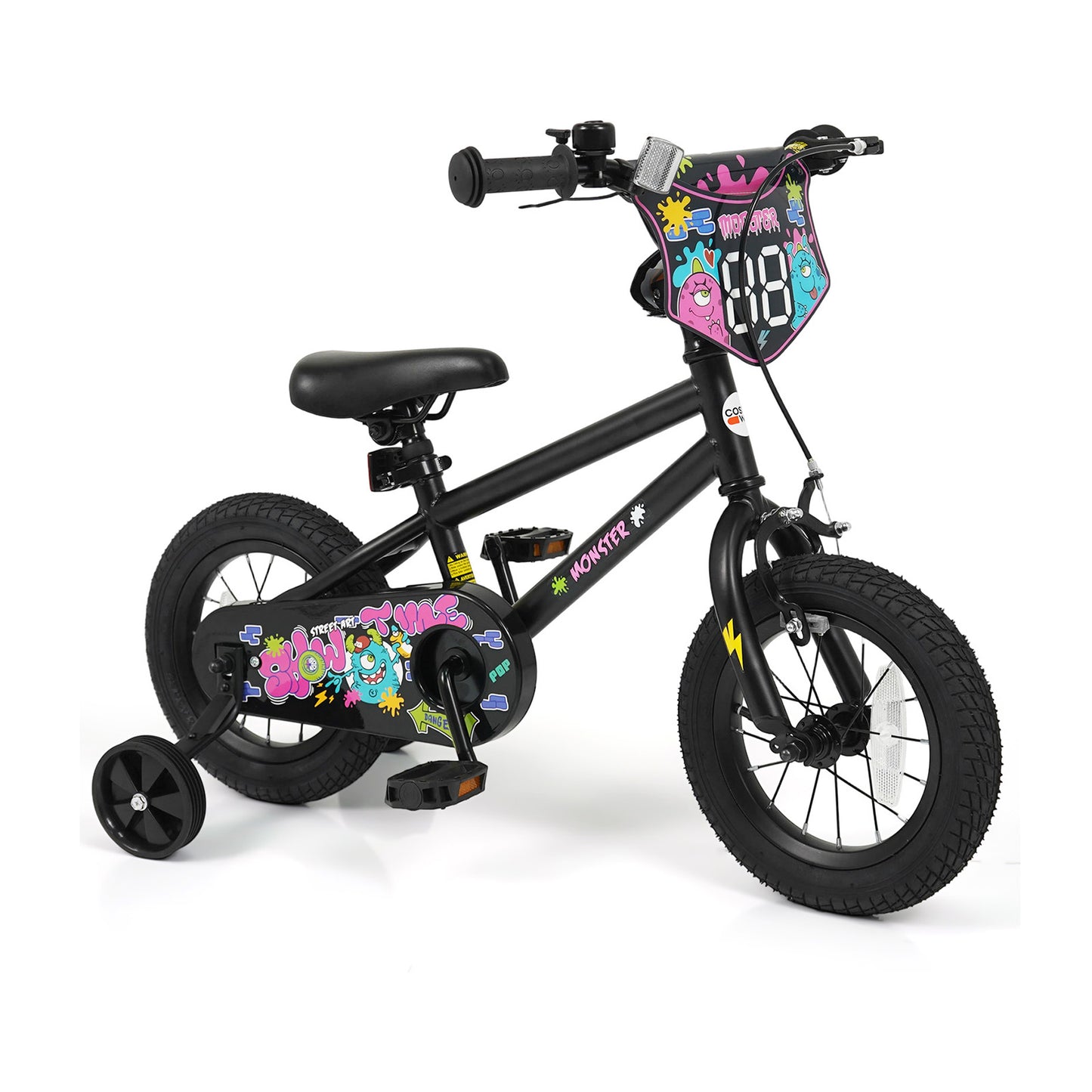 12 Inch Kids Bike with Training Wheels for Ages 3-4 Years Old Black- Street Art Time, Black Kids Bike at Gallery Canada