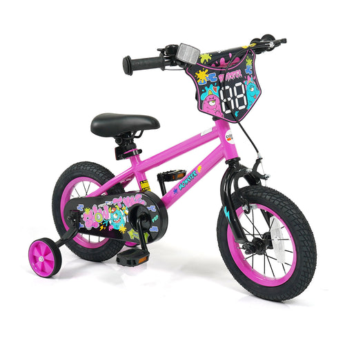 12 Inch Kids Bike with Training Wheels for Ages 3-4 Years Old Pink- Street Art Time, Pink