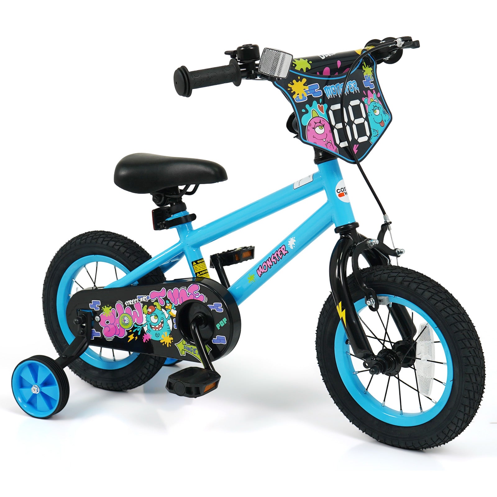12 Inch Kids Bike with Training Wheels for Ages 3-8 Years Old Blue- Street Art Time, Blue Kids Bike Blue at Gallery Canada