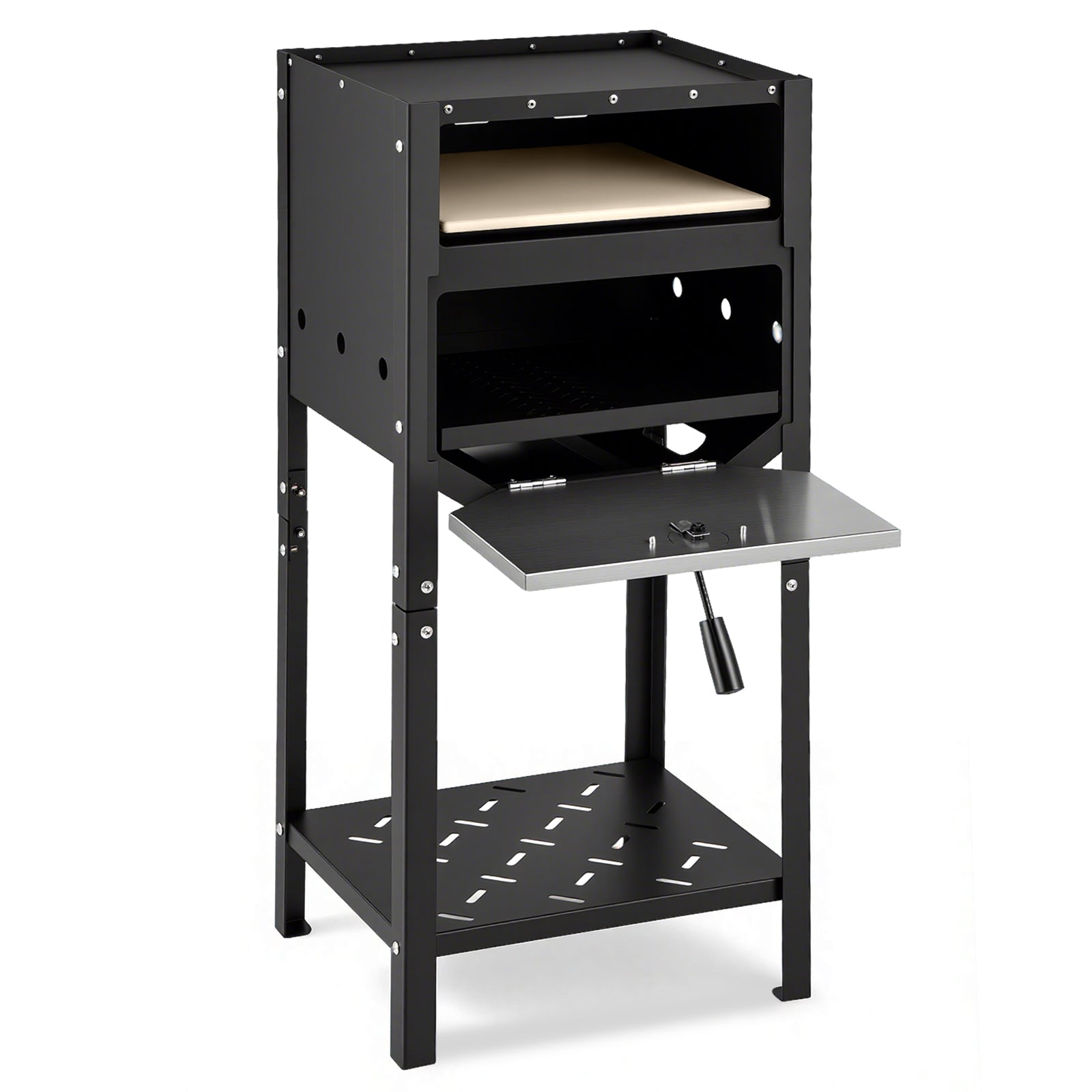 12 Inch Outdoor Pizza Oven with Ash Tray and Wood Storage, Black Outdoor Grills Black at Gallery Canada