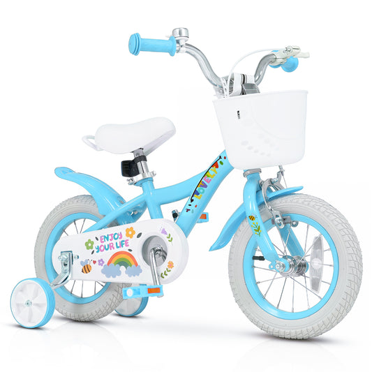 Girls Bike for 3-4 Years, Training Wheels, Basket, Blue Kids Bike Blue at Gallery Canada