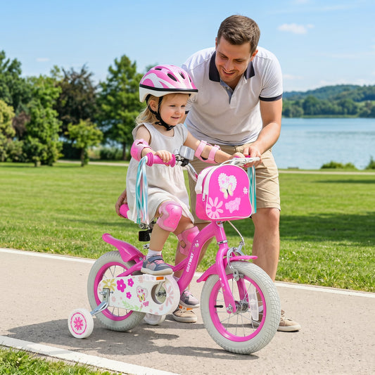 12" Girls Bike with Front Bag, Ages 3-4, Pink Kids Bike Pink at Gallery Canada