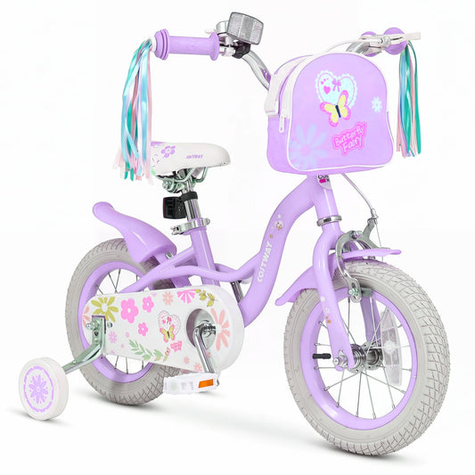 12 Inch Girls Bike with Front Bag, Streamers, Purple Kids Bike Purple at Gallery Canada