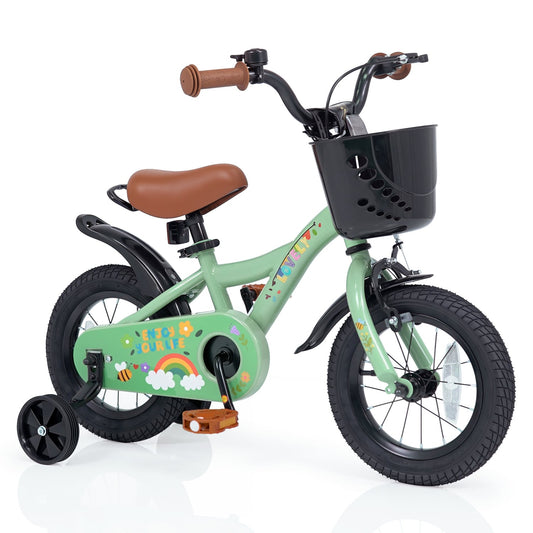 12 Inches Girls Bike for 3-8 Years, Basket, Spring Party, Green Kids Bike Green at Gallery Canada