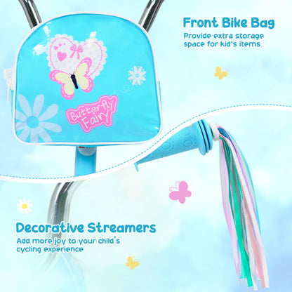 12" Girls Bike, Front Bag, Streamers, for 3-4 Years, Blue Kids Bike at Gallery Canada