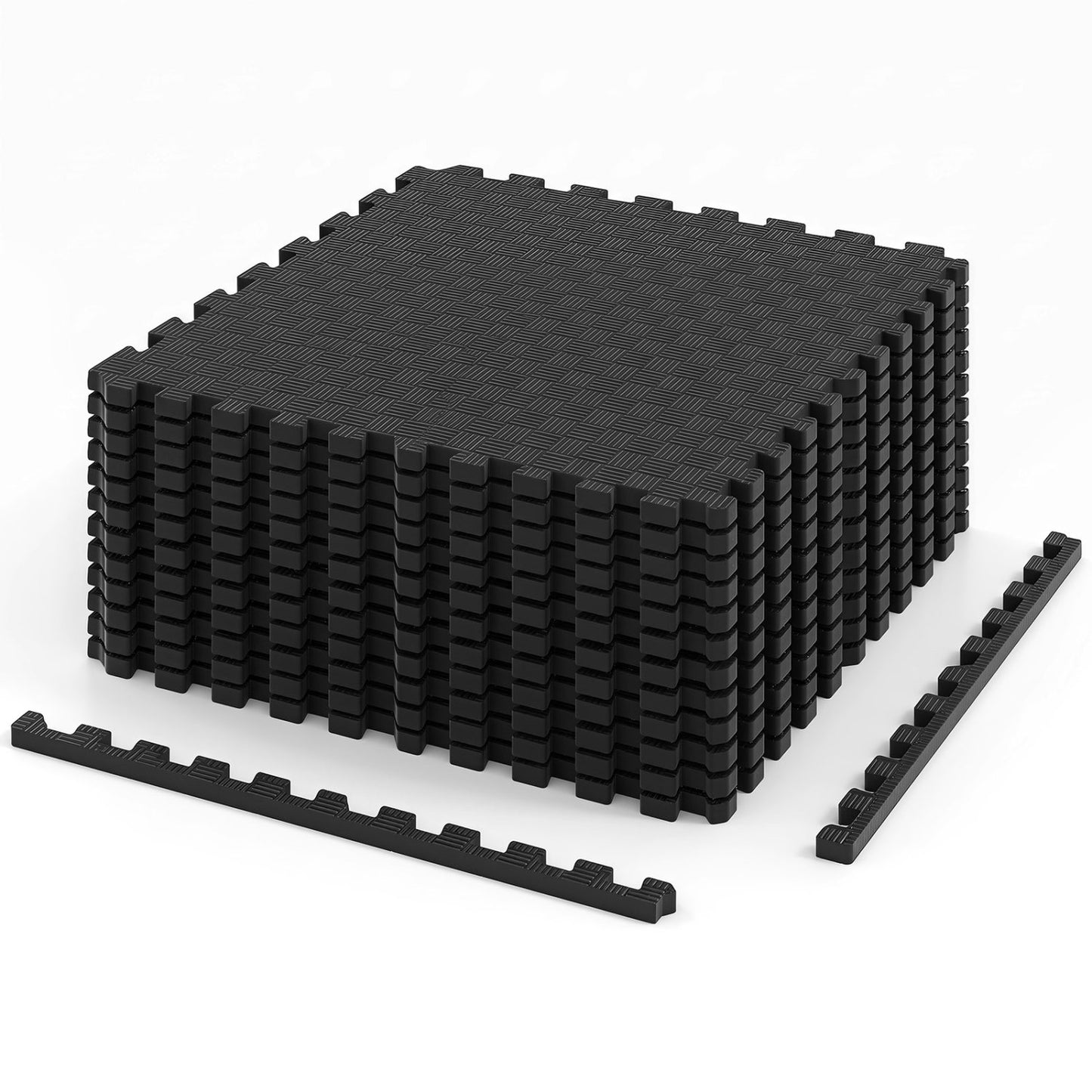 12 PCS Puzzle Exercise Mat, EVA Foam Interlocking Floor Tiles, Black Foam Floor Tiles Black at Gallery Canada