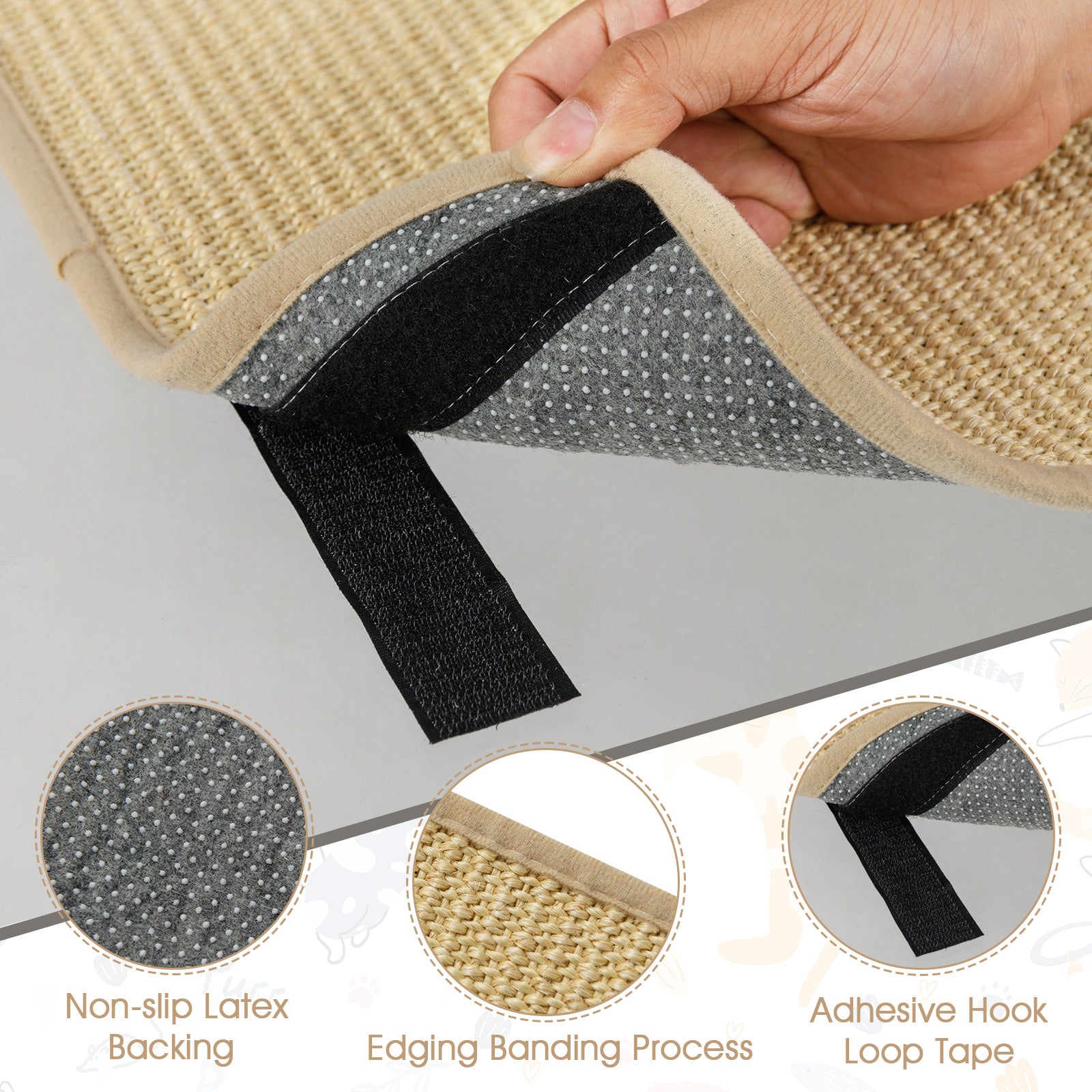 Cat Scratcher Mat Set, 12 Pieces 16 x 12 Inch, Natural Sisal Pads Cat Trees Condos & Scratchers at Gallery Canada