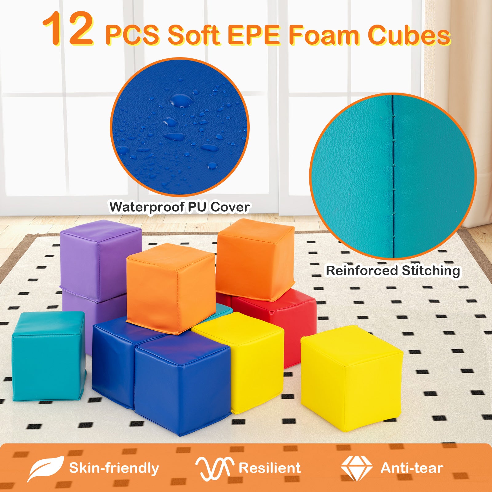 12 Pieces Soft Foam Building Blocks, Multicolor Climbers & Slides at Gallery Canada