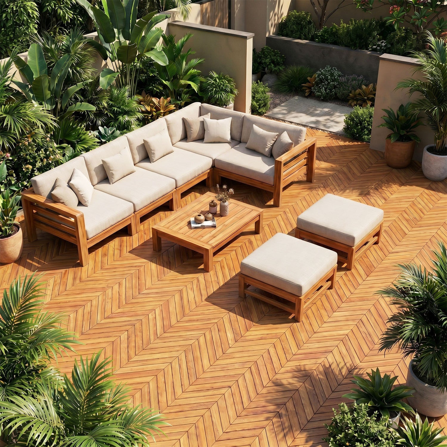12 x 12 Inch 30 Pieces Acacia Wood Interlocking Deck Tiles- Natural, Natural Decorative Fencing & Flooring at Gallery Canada