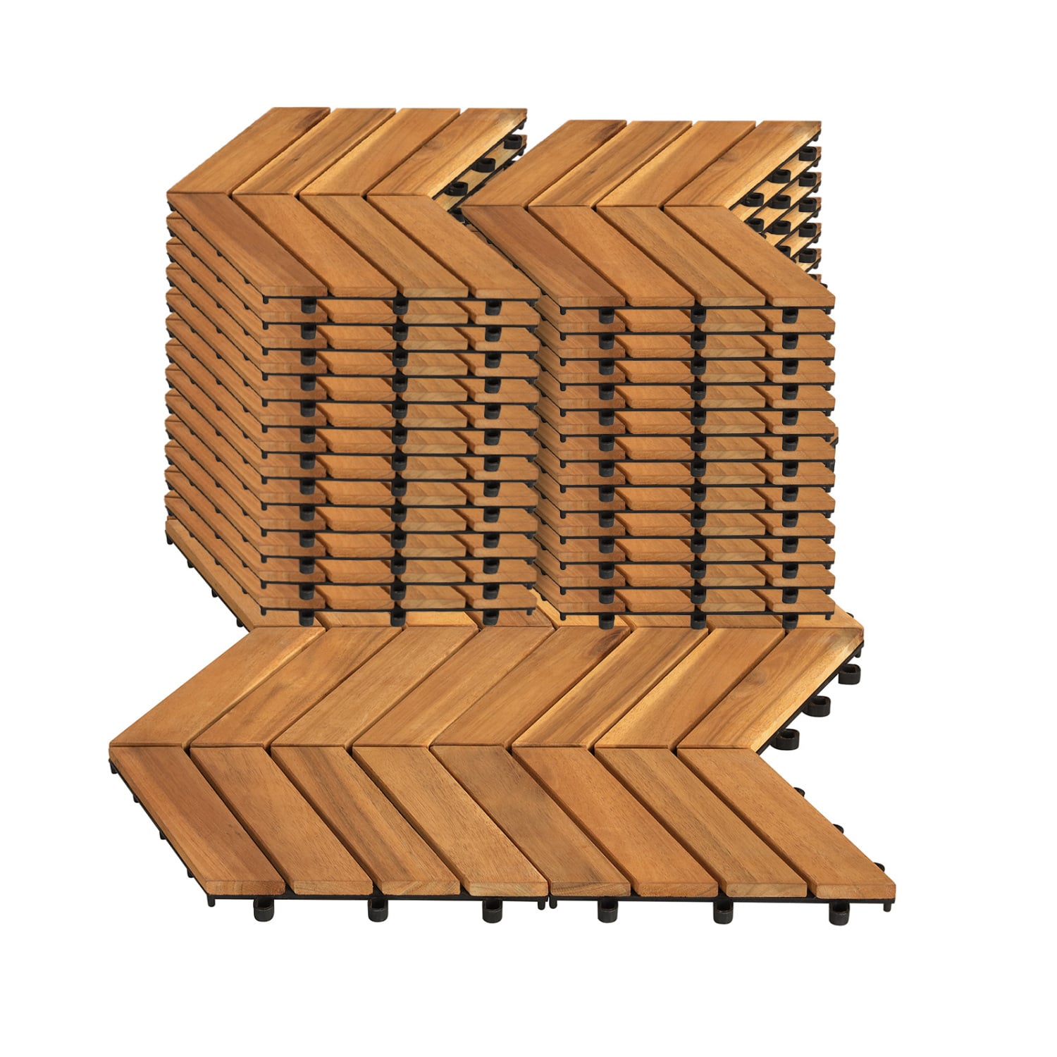12 x 12 Inch 30 Pieces Acacia Wood Interlocking Deck Tiles- Natural, Natural Decorative Fencing & Flooring Natural at Gallery Canada