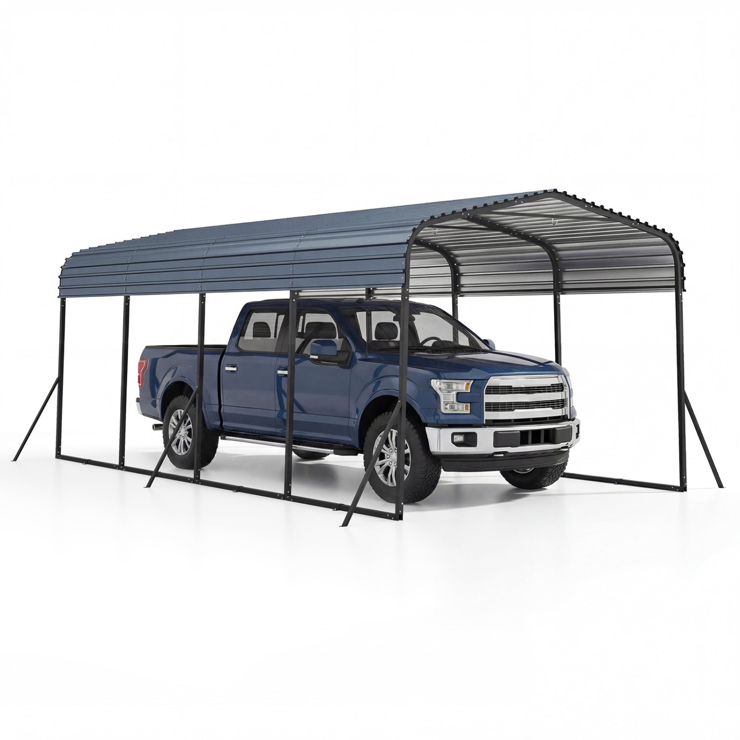 12 X 20 FT Heavy-Duty Steel Carport Outdoor Garage Shelter, Black Gazebos Black at Gallery Canada