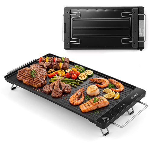 1300W Indoor Electric Grill with Removable Touch Panel, Black