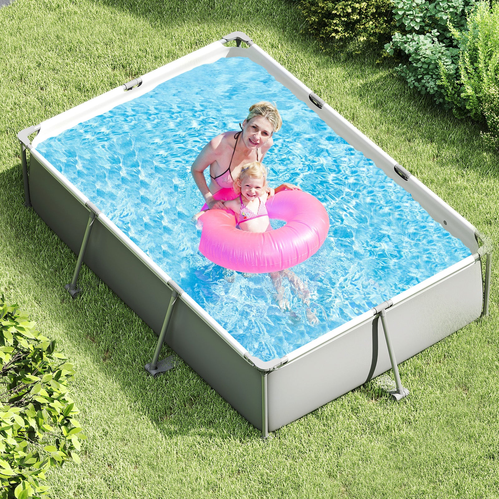 Metal Frame Outdoor Family Swimming Pool, 10 ft, Gray Swimming Pools at Gallery Canada