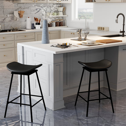 2 Swivel Barstools, Faux Leather, Backless With Footrest, Black Bar Stools at Gallery Canada
