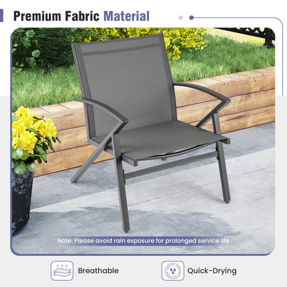 Patio Chairs Set of 2, Heavy Duty Metal Frame, Gray Beach & Lawn Chairs at Gallery Canada