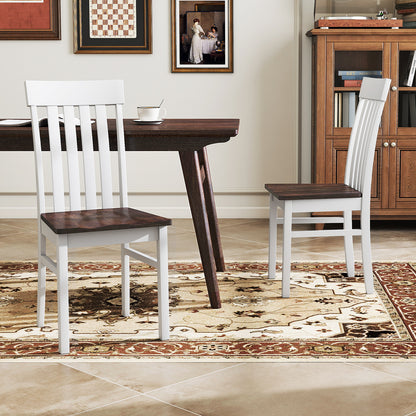 2 Kitchen Armless Dining Chairs, Slatted High Backrests, White Dining Chairs at Gallery Canada