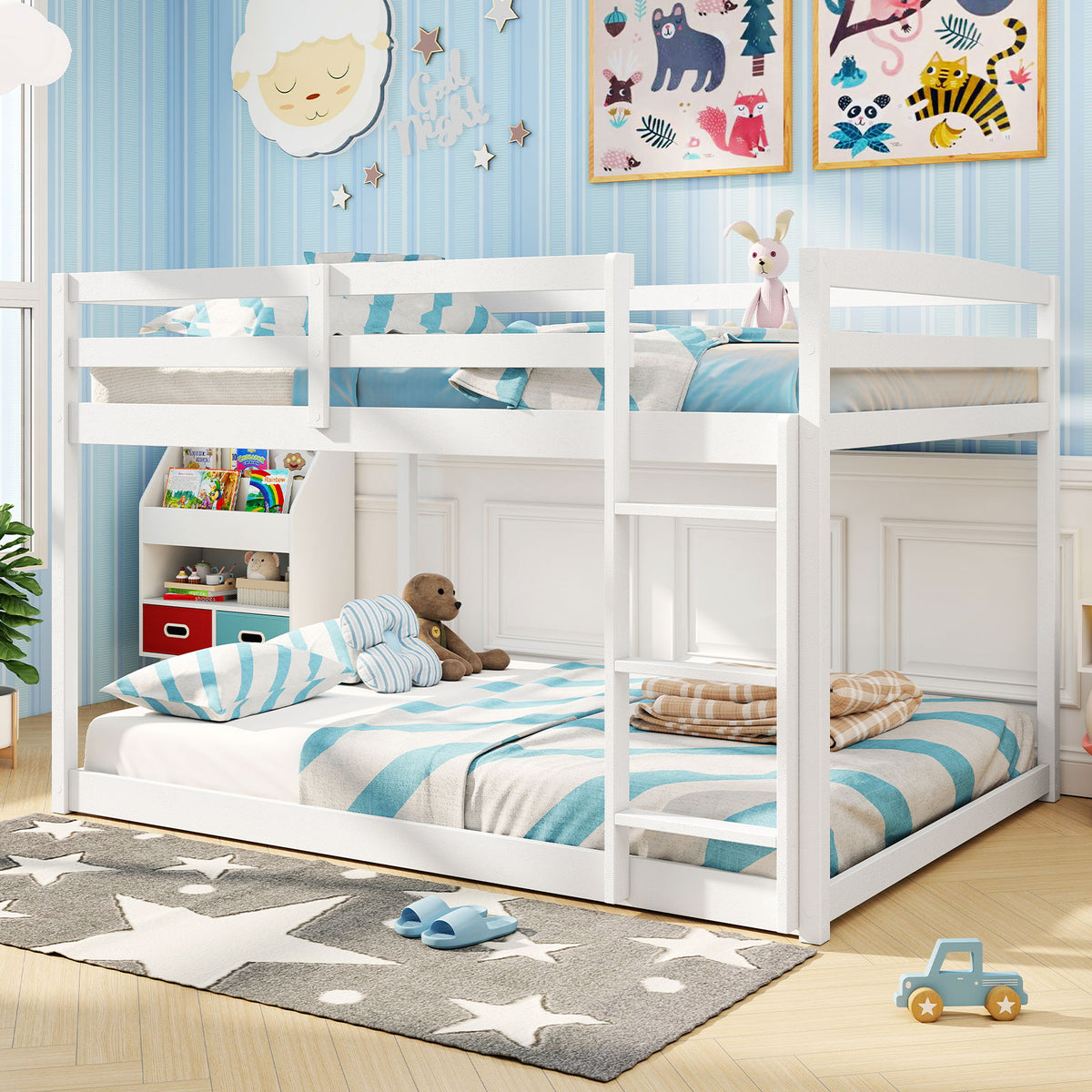 Full Over Full Bunk Bed, Low To Ground, White Bunk Bed Frame at Gallery Canada