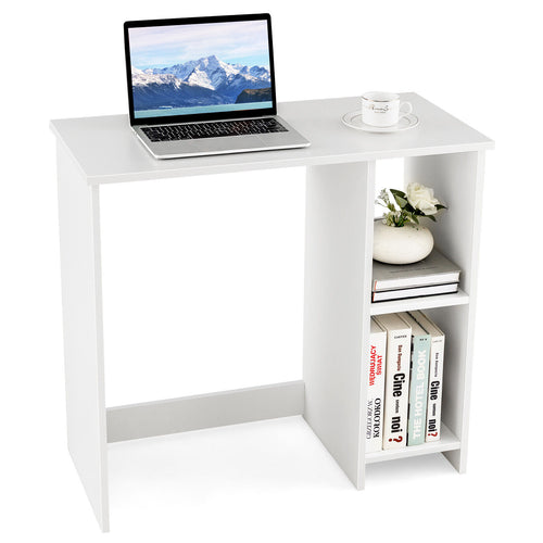 31.5 Inch Modern Home Office Desk, 2 Compartments, White