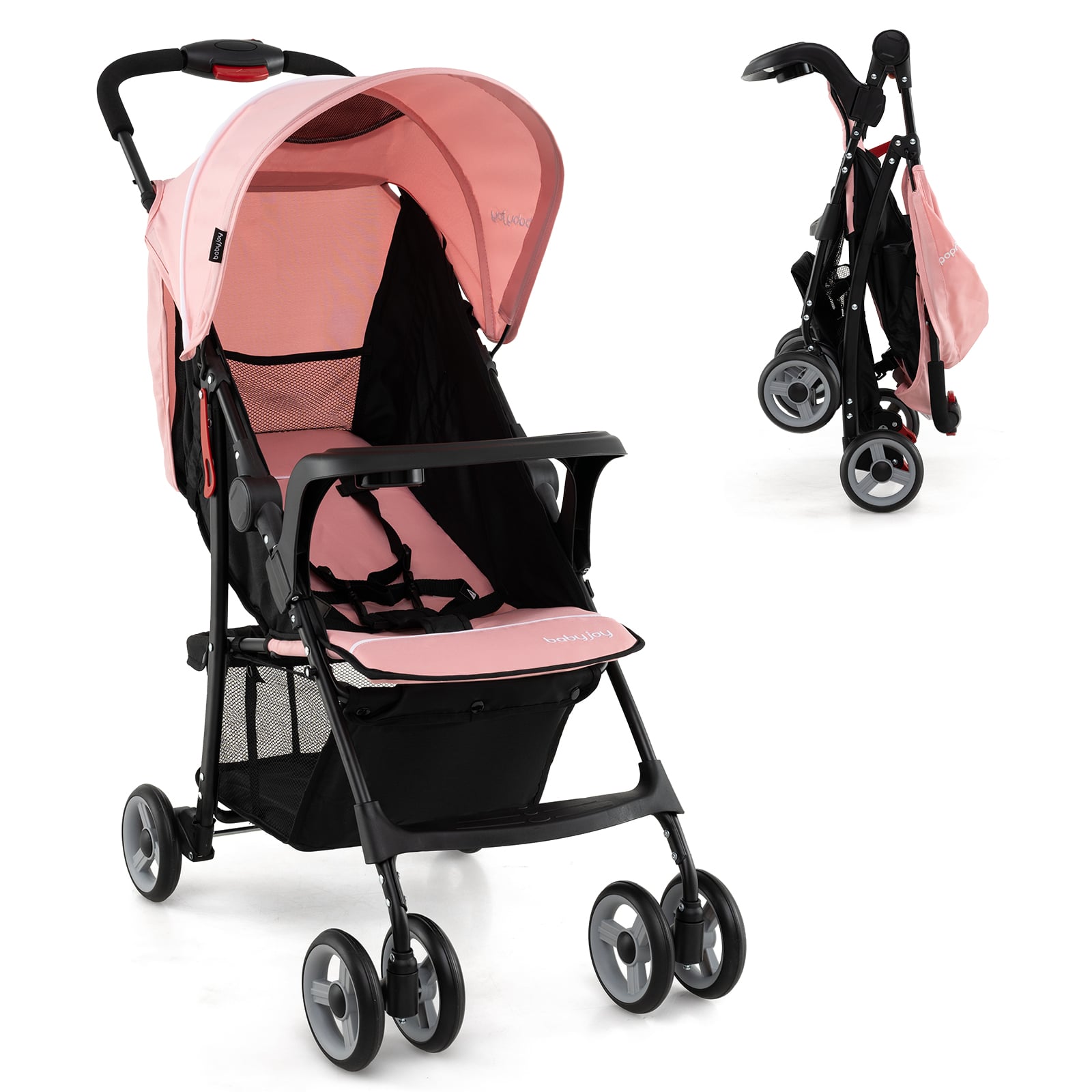 Toddler Travel Stroller, Airplane Canopy, Adjustable Backrest, Pink Baby Strollers Pink at Gallery Canada