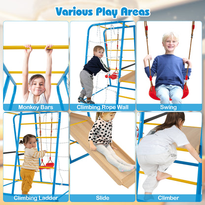 6-In-1 Indoor Jungle Gym With Slide, For Kids 3+ Years, Blue Climbers & Slides at Gallery Canada