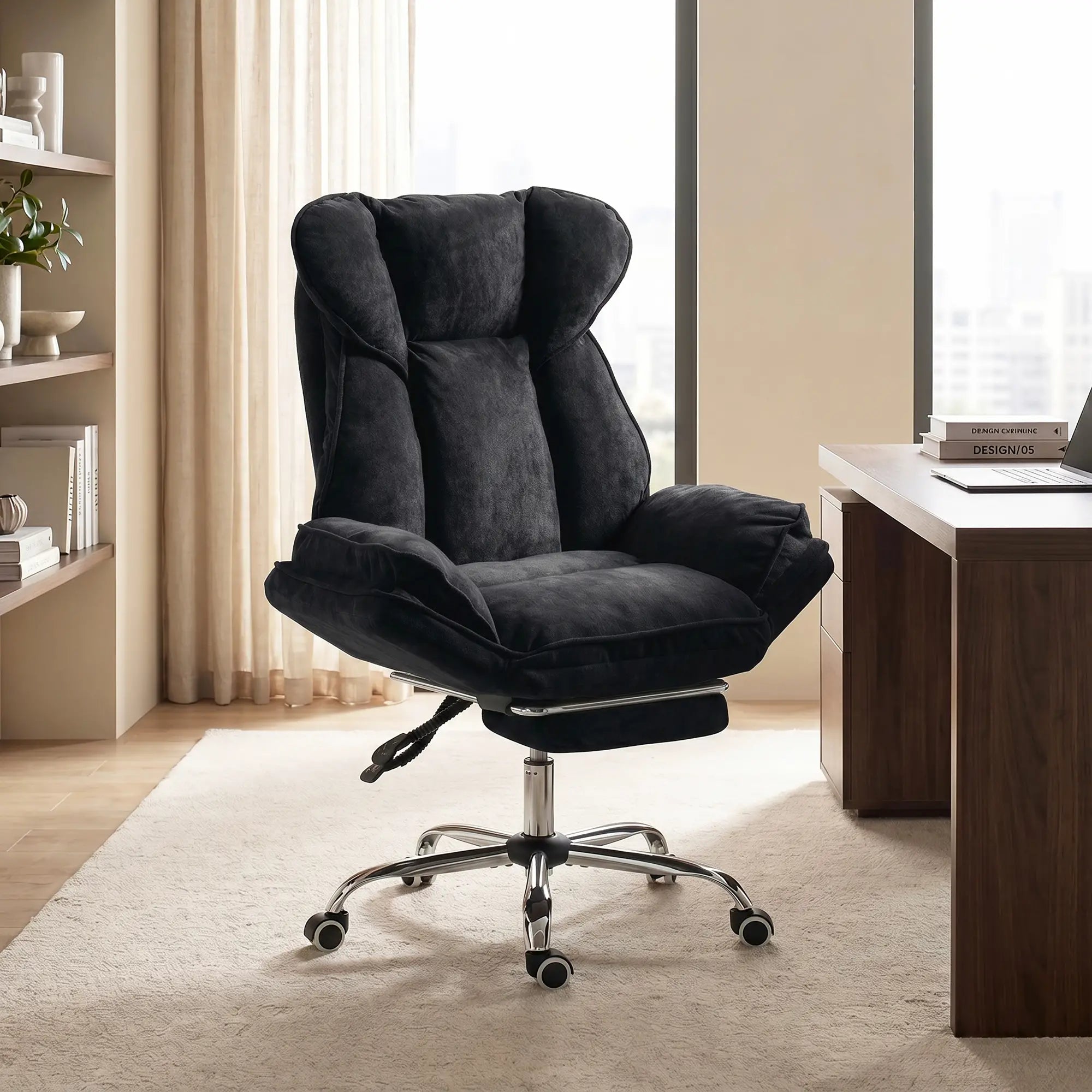 Big & Tall Office Chair, High Back, Snowflake Velvet, Black Office Chairs at Gallery Canada