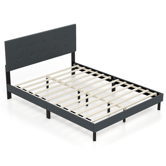 Queen Size Upholstered Bed Frame, Platform Bed, Dark Gray Simple Bed Frame Dark Gray at Gallery Canada