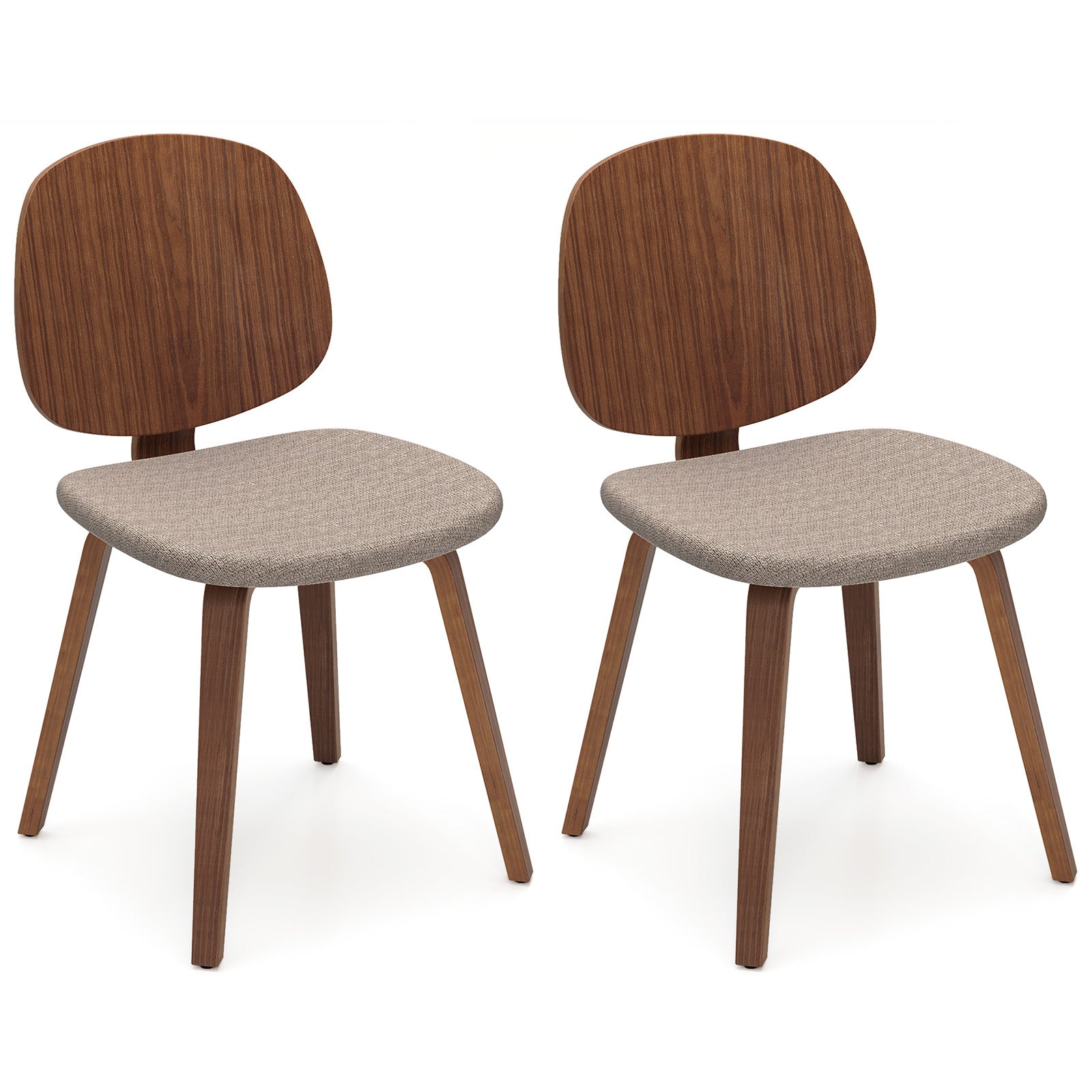 Wooden Dining Chair Set Of 2, Bentwood Frame, Padded Seat, Walnut Dining Chairs at Gallery Canada