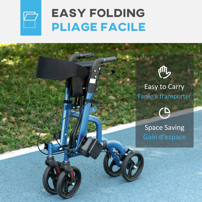 Rollator Walker, 8'' Wheels, Padded Seat, Backrest, Storage Bag, Blue Knee Walker & Wheelchair Ramps at Gallery Canada