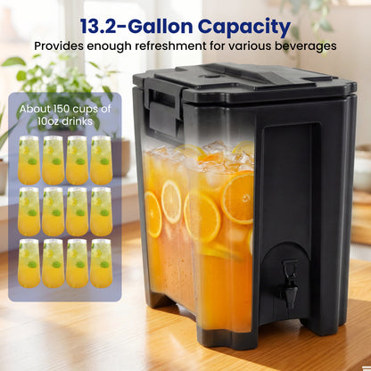 13.2 Gal Insulated Beverage Dispenser, Two-Stage Faucet, 4 Pieces, Black Water Dispensers at Gallery Canada