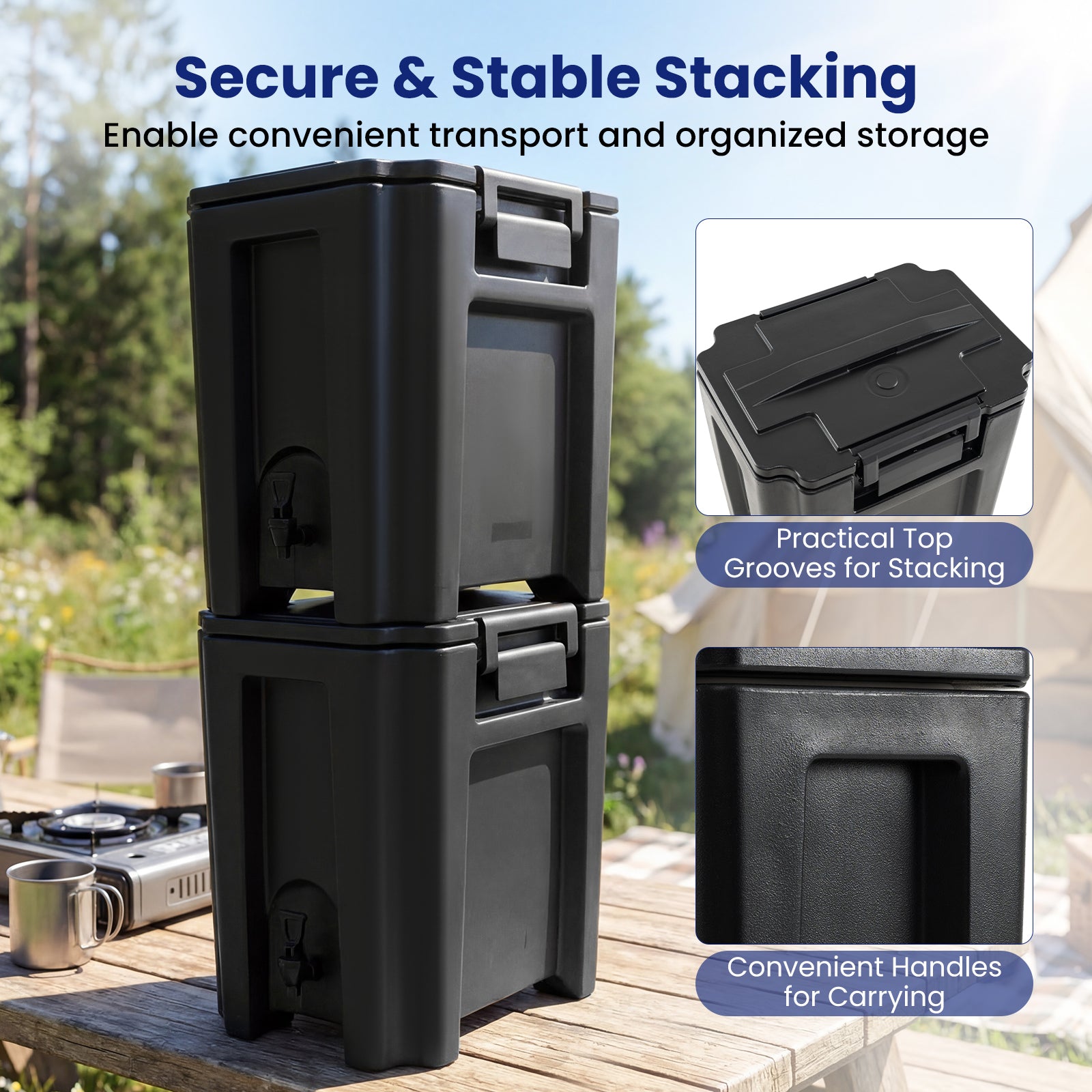 13.2 Gal Insulated Beverage Dispenser, Two-Stage Faucet, 4 Pieces, Black Water Dispensers at Gallery Canada