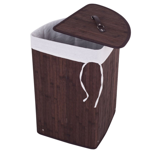 Corner Bamboo Laundry Hamper Basket, Brown Laundry Baskets Brown at Gallery Canada