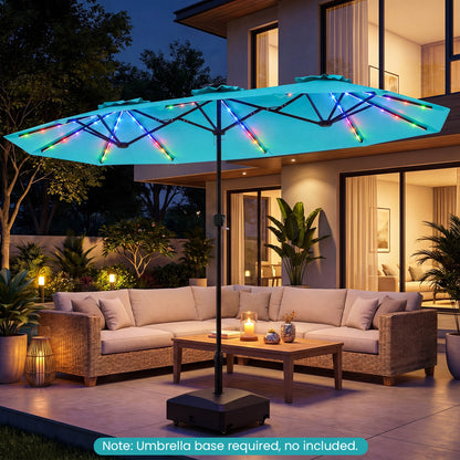 13 FT Double-Sided Patio Umbrella With Solar LED Lights, Turquoise Outdoor Umbrellas at Gallery Canada