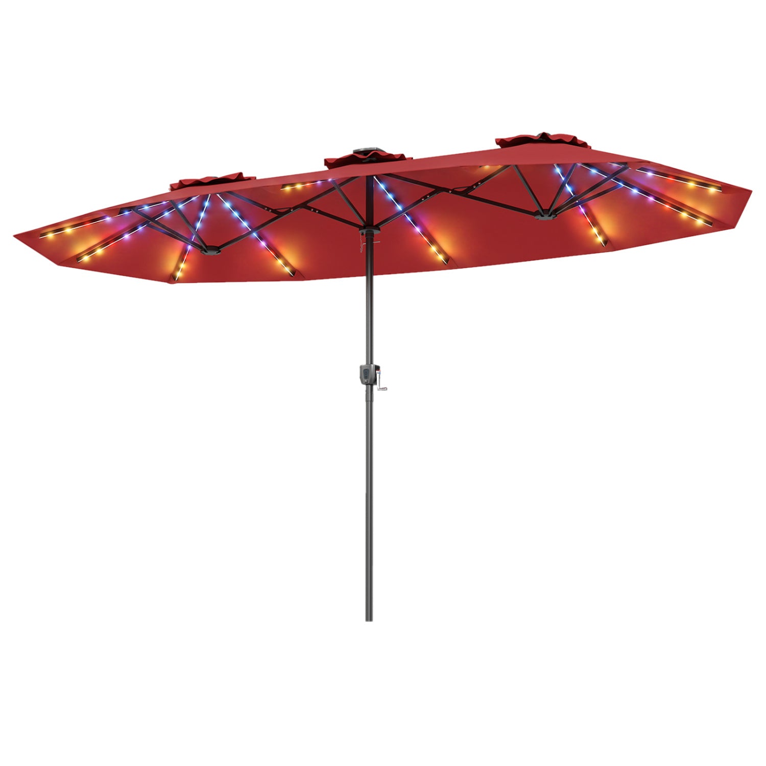 13 FT Patio Umbrella with Color-Changing Solar LED Lights, Red Outdoor Umbrellas at Gallery Canada