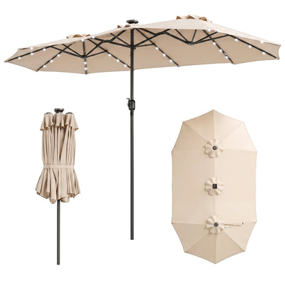 13 FT Large Rectangle Patio Umbrella, 36 LED Lights, Beige Outdoor Umbrellas at Gallery Canada