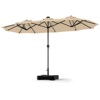 13 FT Double-Sided Patio Umbrella with 108 LED Lights and Base Included, Beige Outdoor Umbrellas at Gallery Canada