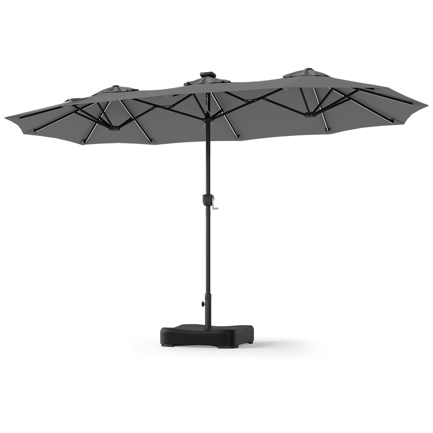 13 Ft Double-Sided Patio Umbrella With 108 LED Lights, Gray Outdoor Umbrellas Gray at Gallery Canada