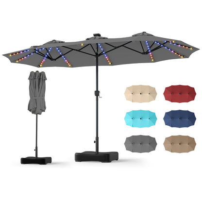 13 Ft Double-Sided Patio Umbrella With 108 LED Lights, Gray Outdoor Umbrellas at Gallery Canada