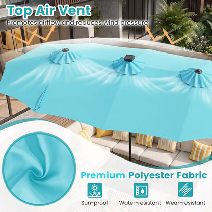 13 FT Double-Sided Patio Umbrella With 108 LED Lights, Turquoise Outdoor Umbrellas at Gallery Canada